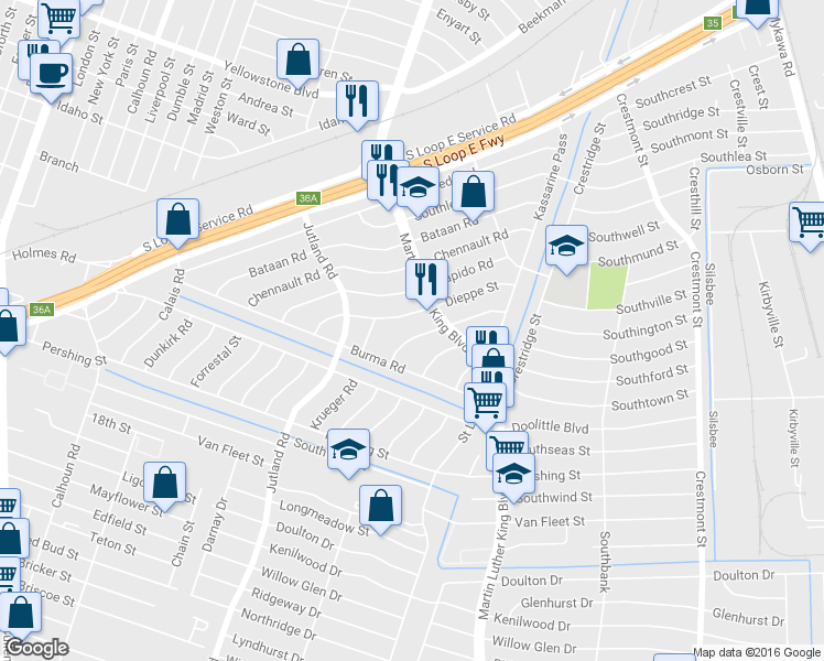 map of restaurants, bars, coffee shops, grocery stores, and more near 5213 Tarawa Road in Houston
