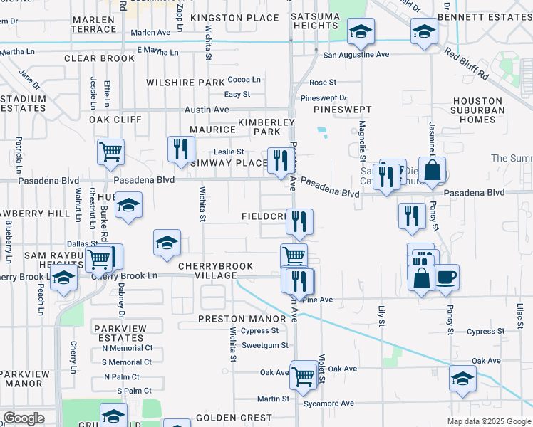 map of restaurants, bars, coffee shops, grocery stores, and more near 2722 Harvard Street in Pasadena