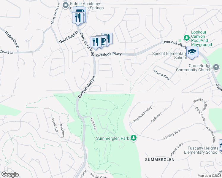 map of restaurants, bars, coffee shops, grocery stores, and more near 1327 Pinnacle Falls in San Antonio