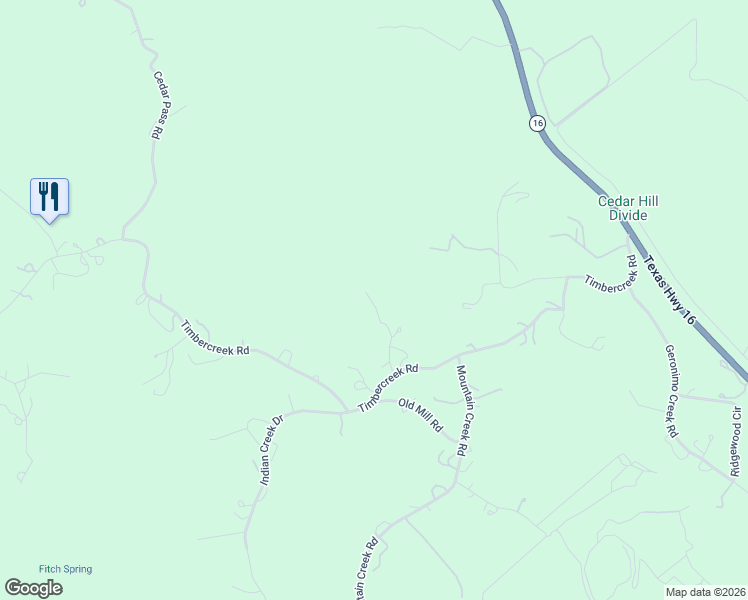 map of restaurants, bars, coffee shops, grocery stores, and more near 181 Mountain Springs Drive in Bandera County