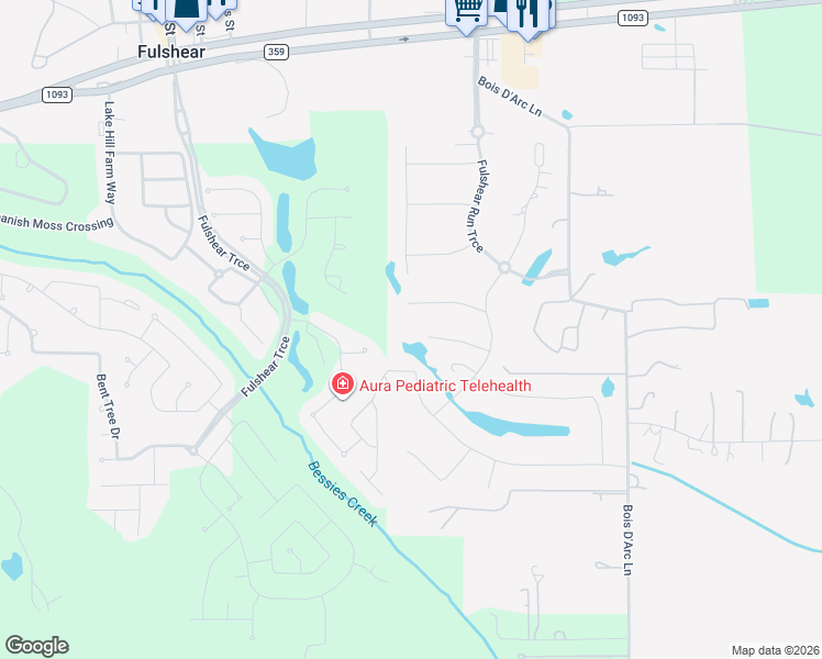 map of restaurants, bars, coffee shops, grocery stores, and more near 29826 Heron View Lane in Fulshear