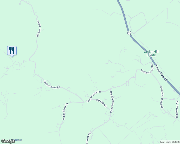 map of restaurants, bars, coffee shops, grocery stores, and more near 181 Mountain Springs in Pipe Creek