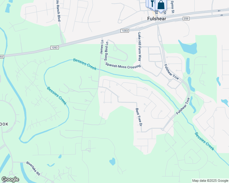 map of restaurants, bars, coffee shops, grocery stores, and more near 5126 Green Leaf Lane in Fulshear