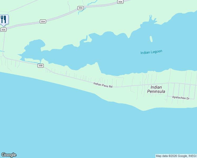 map of restaurants, bars, coffee shops, grocery stores, and more near 1129 Indian Pass Road in Port St. Joe