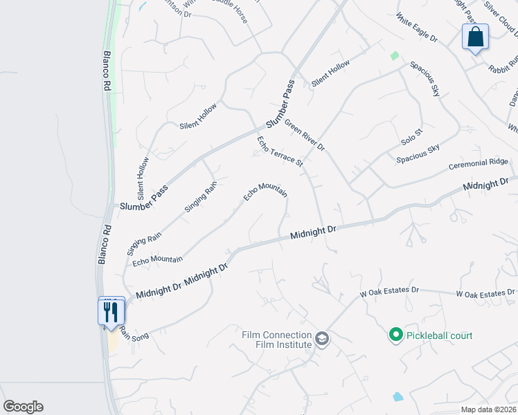 map of restaurants, bars, coffee shops, grocery stores, and more near 25625 Mount Rhapsody in San Antonio
