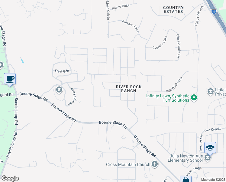 map of restaurants, bars, coffee shops, grocery stores, and more near 8927 Rocky Ridge in San Antonio