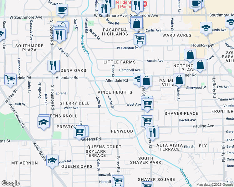 map of restaurants, bars, coffee shops, grocery stores, and more near 2012 Dade Street in Pasadena
