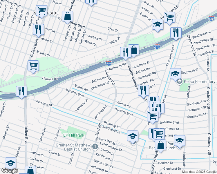 map of restaurants, bars, coffee shops, grocery stores, and more near 5057 Rapido Road in Houston