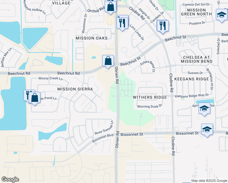 map of restaurants, bars, coffee shops, grocery stores, and more near 8502 Farm to Market 1464 in Richmond