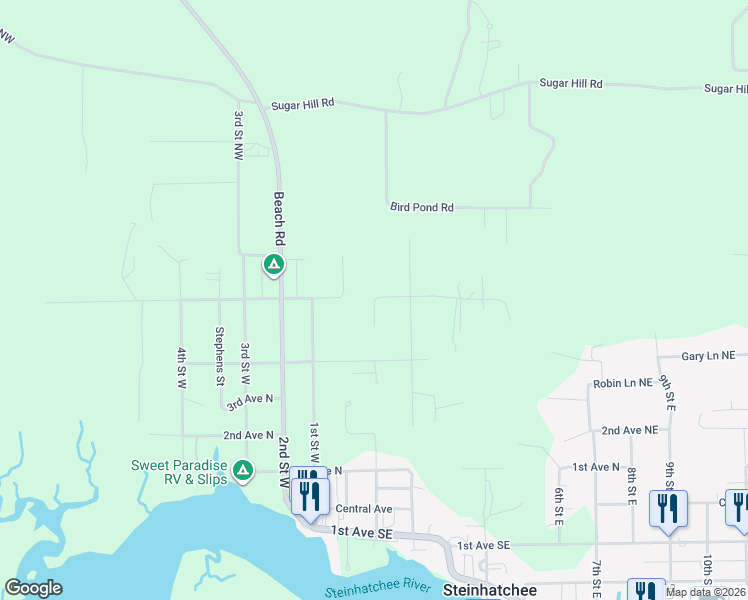 map of restaurants, bars, coffee shops, grocery stores, and more near 5th Avenue North in Steinhatchee