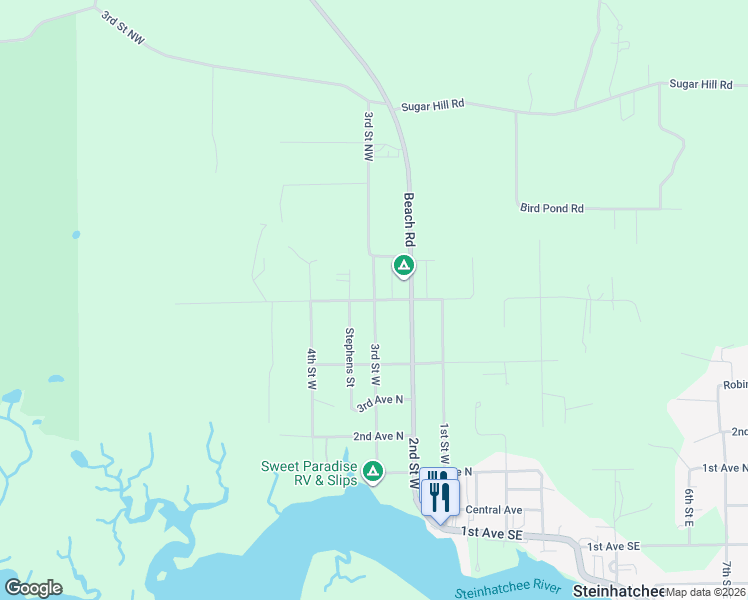 map of restaurants, bars, coffee shops, grocery stores, and more near 5th Avenue North in Steinhatchee