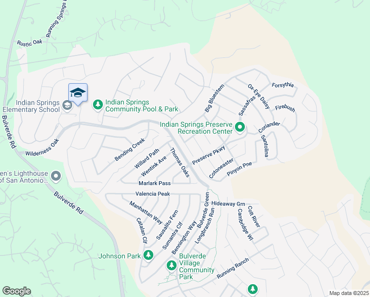 map of restaurants, bars, coffee shops, grocery stores, and more near 25627 Weigela in San Antonio