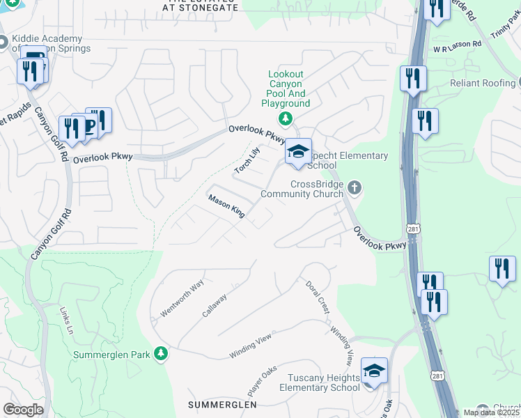 map of restaurants, bars, coffee shops, grocery stores, and more near 1808 Cambridge Blue in San Antonio