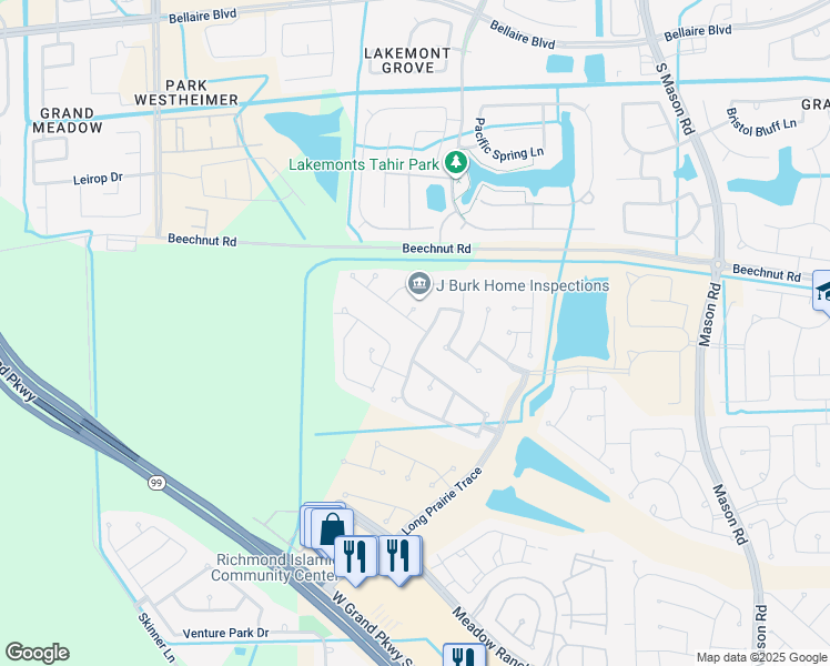 map of restaurants, bars, coffee shops, grocery stores, and more near 6122 Driscoll Park Drive in Richmond
