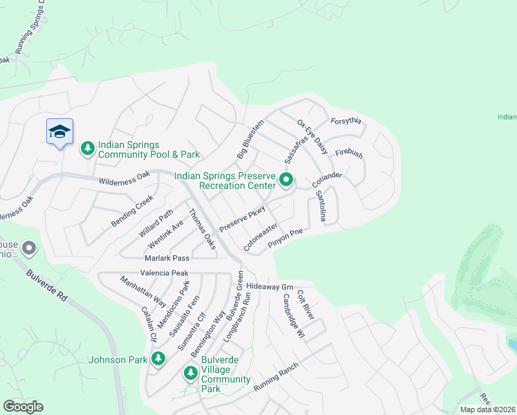 map of restaurants, bars, coffee shops, grocery stores, and more near Preserve Parkway in San Antonio