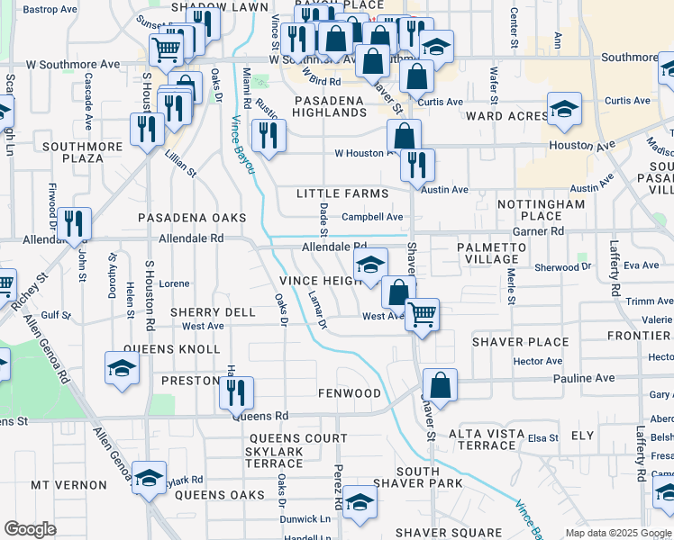 map of restaurants, bars, coffee shops, grocery stores, and more near 2012 Dade St in Pasadena
