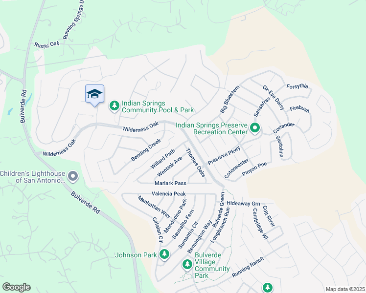 map of restaurants, bars, coffee shops, grocery stores, and more near 25734 Willard Path in San Antonio
