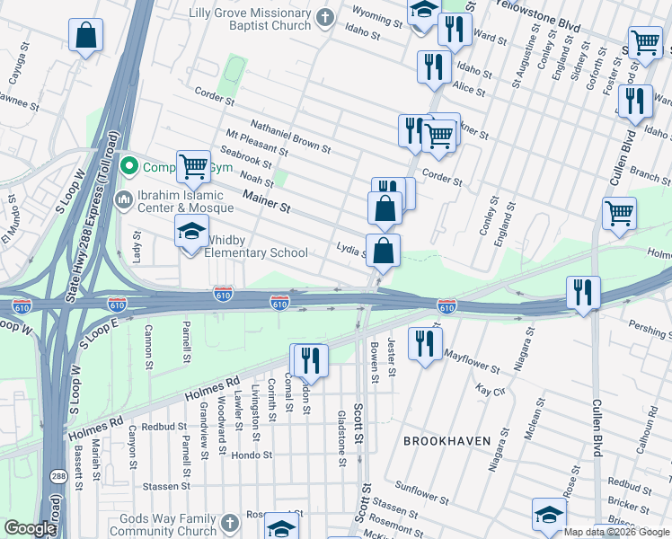 map of restaurants, bars, coffee shops, grocery stores, and more near 3809 Rebecca Street in Houston