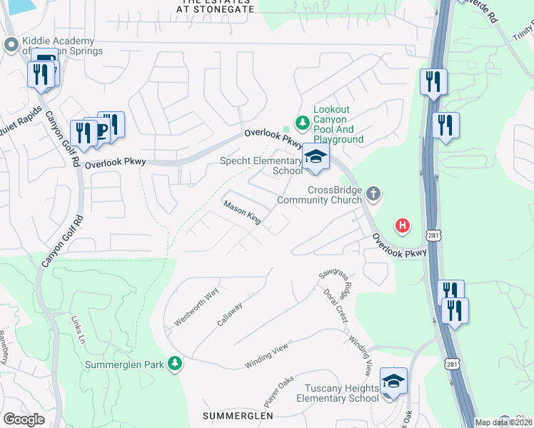 map of restaurants, bars, coffee shops, grocery stores, and more near 1808 Cambridge Blue in San Antonio