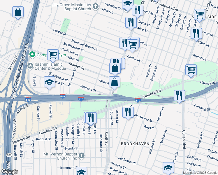 map of restaurants, bars, coffee shops, grocery stores, and more near 3851 Good Hope Street in Houston