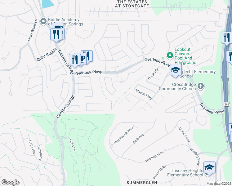 map of restaurants, bars, coffee shops, grocery stores, and more near 26020 Stone Canyon in San Antonio