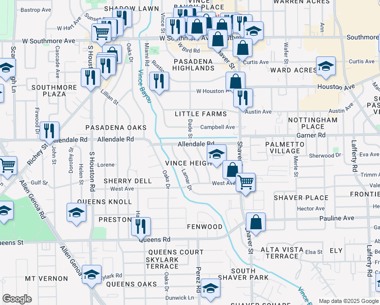 map of restaurants, bars, coffee shops, grocery stores, and more near 2009 Vince Street in Pasadena