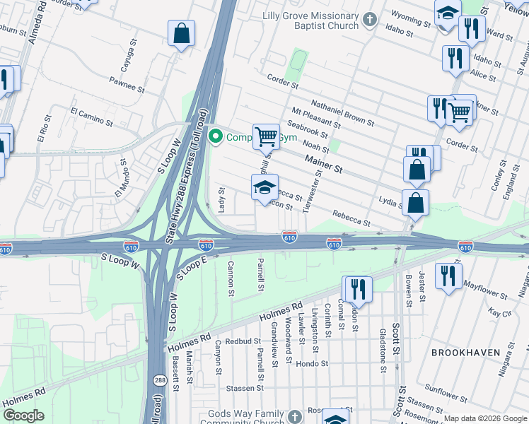 map of restaurants, bars, coffee shops, grocery stores, and more near 316 Tierwester Village Street in Houston