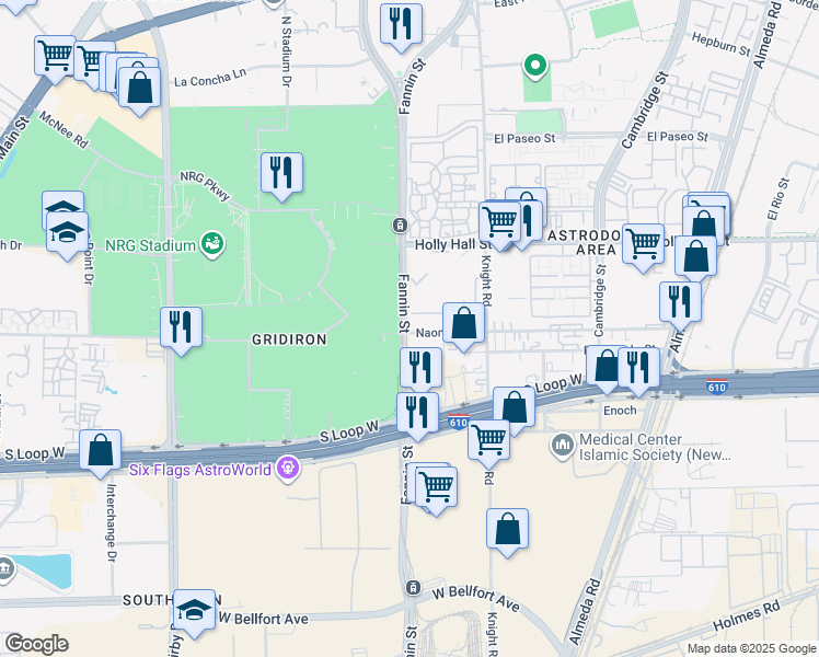 map of restaurants, bars, coffee shops, grocery stores, and more near in Houston