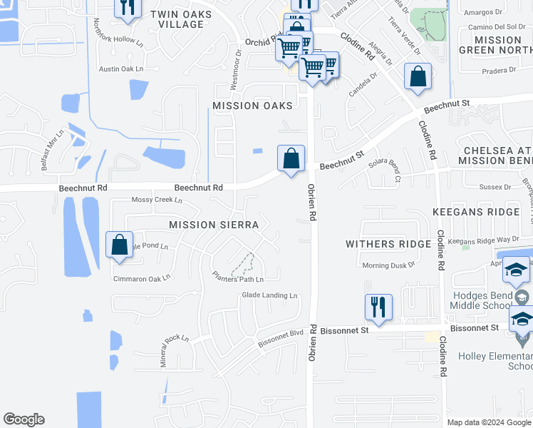 map of restaurants, bars, coffee shops, grocery stores, and more near 8819 Sage Cove Lane in Richmond
