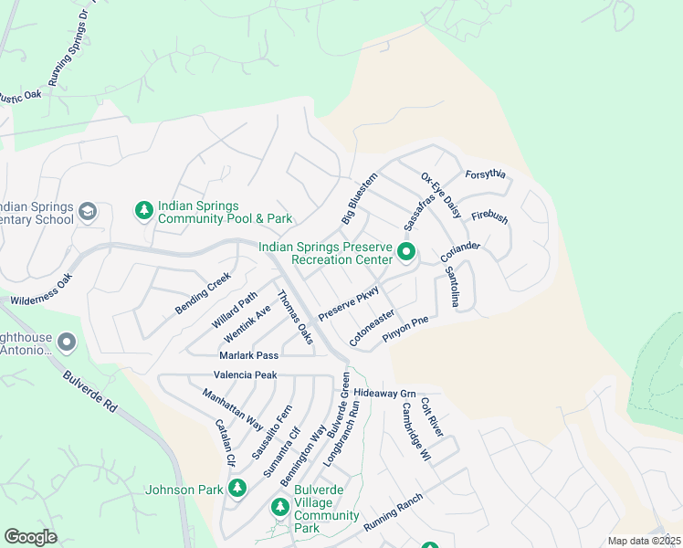 map of restaurants, bars, coffee shops, grocery stores, and more near 25723 Coleus in San Antonio