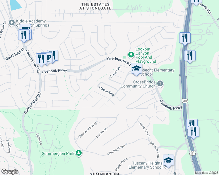 map of restaurants, bars, coffee shops, grocery stores, and more near 1640 Spice Spring in San Antonio