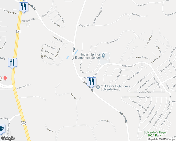 map of restaurants, bars, coffee shops, grocery stores, and more near 2631 Running Fawn in San Antonio