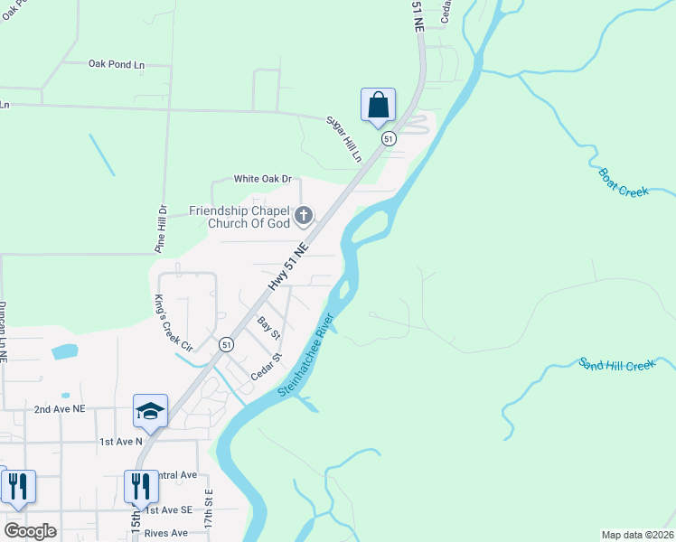 map of restaurants, bars, coffee shops, grocery stores, and more near 1720 King Street in Steinhatchee