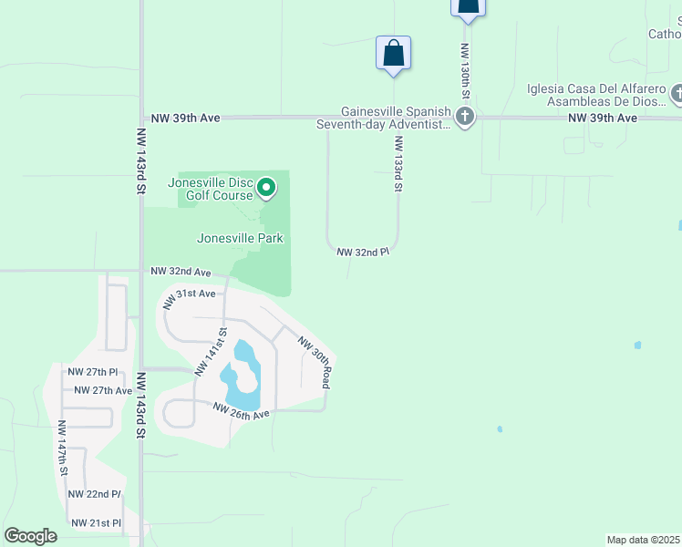 map of restaurants, bars, coffee shops, grocery stores, and more near 13429 Northwest 32nd Place in Gainesville