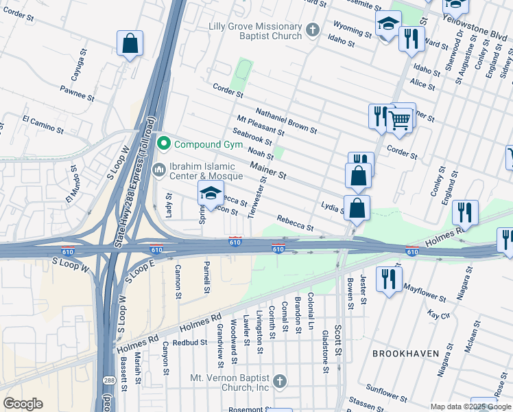 map of restaurants, bars, coffee shops, grocery stores, and more near 3560 Good Hope Street in Houston