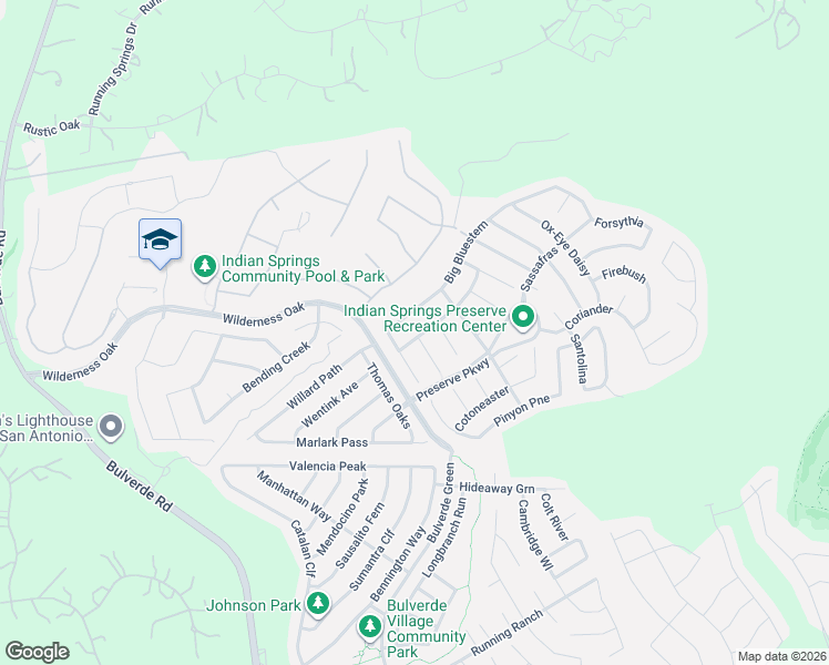 map of restaurants, bars, coffee shops, grocery stores, and more near 25815 Big Bluestem in San Antonio