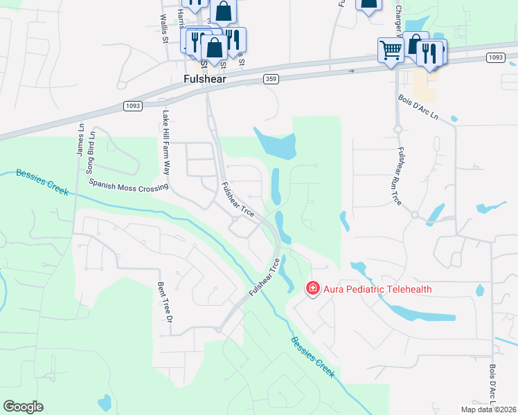 map of restaurants, bars, coffee shops, grocery stores, and more near 30403 Garden Ridge Court in Fulshear