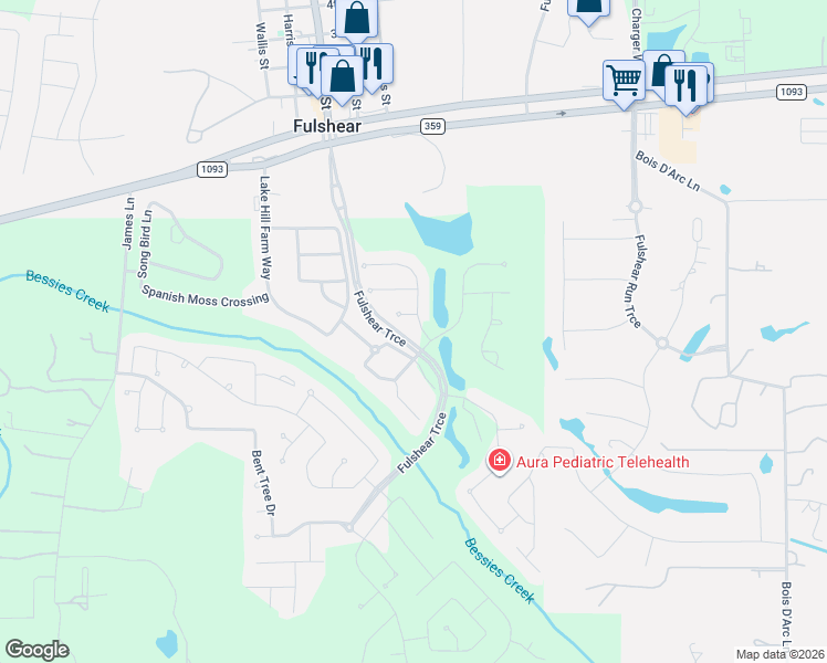map of restaurants, bars, coffee shops, grocery stores, and more near 30403 Garden Ridge Court in Fulshear