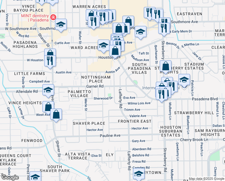 map of restaurants, bars, coffee shops, grocery stores, and more near 2002 Cleveland Street in Pasadena