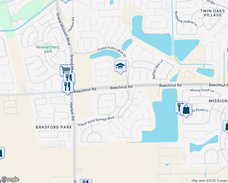 map of restaurants, bars, coffee shops, grocery stores, and more near 18802 Providence Valley Trail in Richmond