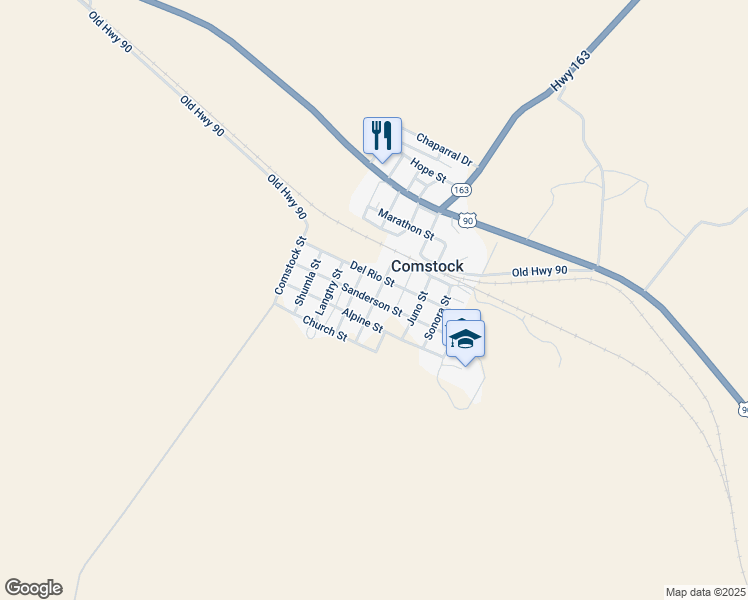 map of restaurants, bars, coffee shops, grocery stores, and more near Sanderson Street in Comstock