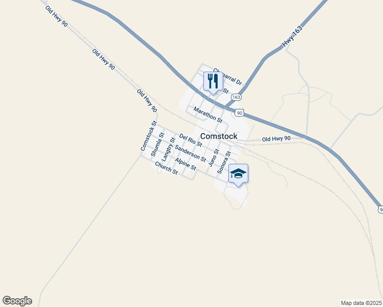 map of restaurants, bars, coffee shops, grocery stores, and more near Sanderson Street in Comstock