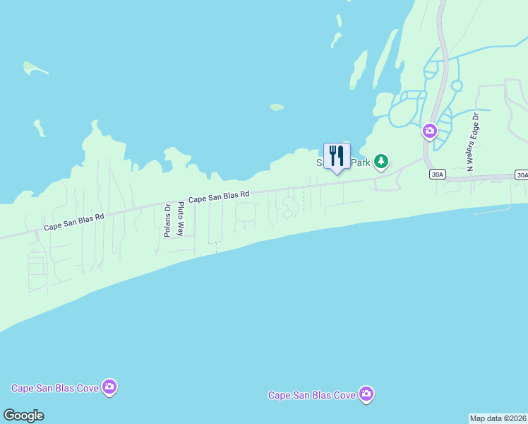 map of restaurants, bars, coffee shops, grocery stores, and more near 588 Cape San Blas Road in Port Saint Joe