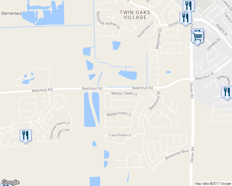 map of restaurants, bars, coffee shops, grocery stores, and more near 18330 Mossy Creek Lane in Richmond