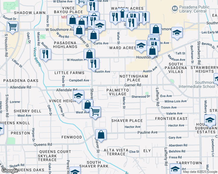 map of restaurants, bars, coffee shops, grocery stores, and more near 2002 Judy Lane in Pasadena