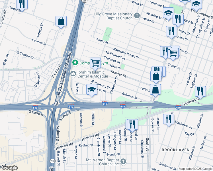 map of restaurants, bars, coffee shops, grocery stores, and more near 3560 Good Hope Street in Houston