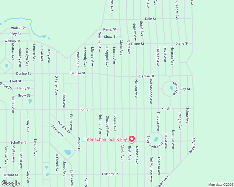 map of restaurants, bars, coffee shops, grocery stores, and more near 516 Louise Avenue in Interlachen