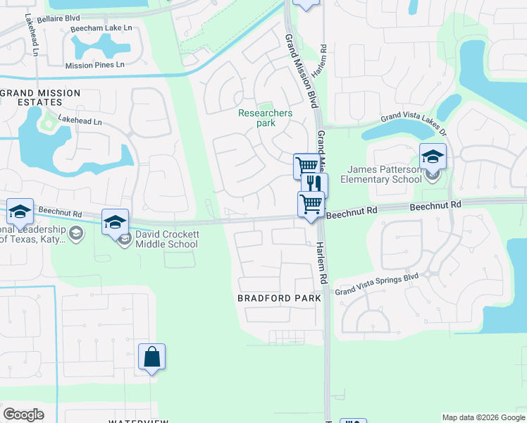 map of restaurants, bars, coffee shops, grocery stores, and more near 8618 Rexford Cove Court in Richmond