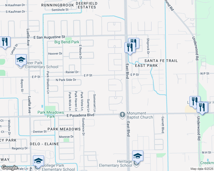 map of restaurants, bars, coffee shops, grocery stores, and more near 2126 Longwood Dr in Deer Park