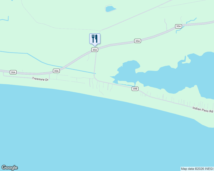 map of restaurants, bars, coffee shops, grocery stores, and more near 438 Indian Pass Road in Port St. Joe